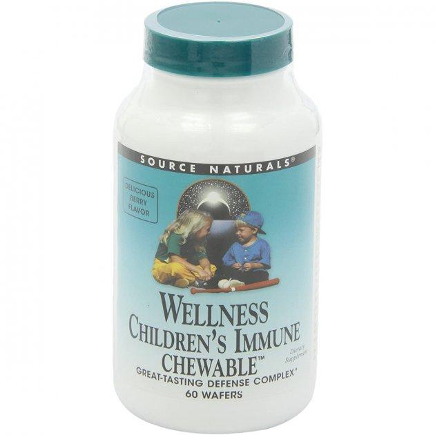 Дитячі Жувальні Вітаміни для імунної системи, Wellness, Source Naturals, 60 Пластинок