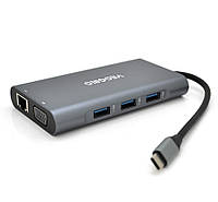 Хаб-конвертор VEGGIEG TC10-U Type-C на Type-C+USB3.0 3+HDMI+VGA+SD/TF+RJ45