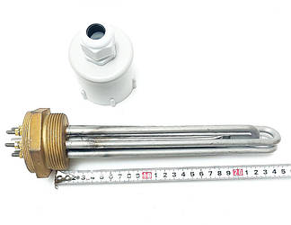 Блок ТЕН 3,0 кВт 220/380 В прямої потрійної різі 2,0 дюйма для котлів, систем опалення й підігрівання води. Kawai