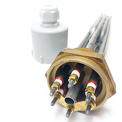 Блок ТЕН 12,0 кВт 220/380 В неіржавкий, петльовий потрійний різь 2,0 дюйма для котлів, систем опалення. Kawai