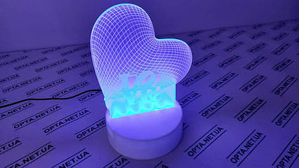 Настільний світильник з 3D ефектом | Серце