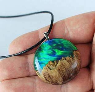 Кулон, підвіска з лінзою "Северне сяйво"