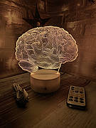 3d-лампа Мега-мозок, подарунок для кмітливих, 3D світильник або нічник, 7 кольорів і 4 режиму, таймер, пульт та батарейки