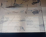 Комплект панельних фіранок Firanka Морська тема 3шт карниз 150см синій з білим (6_7п), фото 3