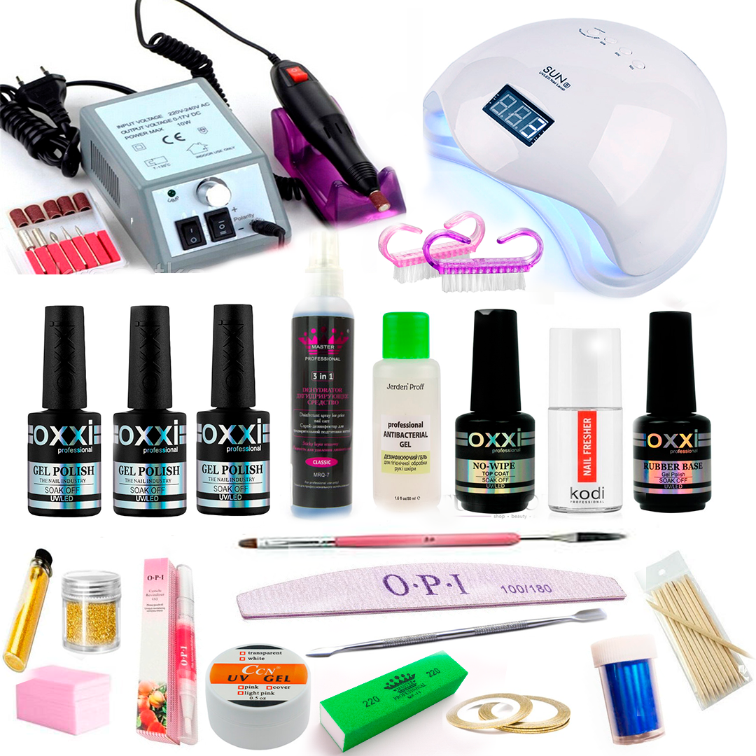 Oxxi Professional Маникюрный Набор для Наращивания 25в1 Лампа, Фрейзер ...