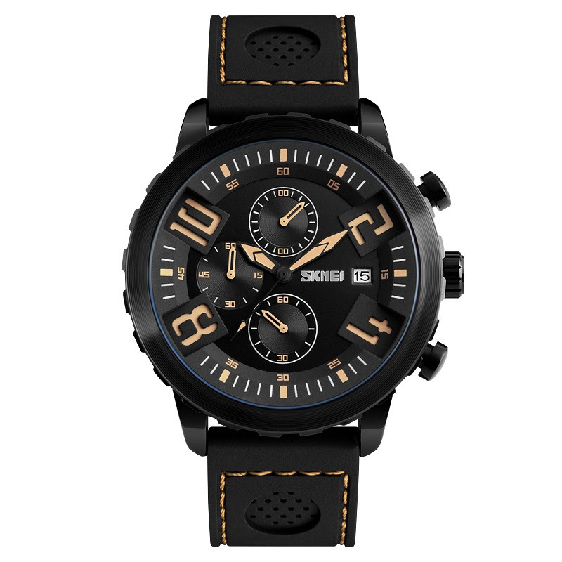 Skmei 9153 Razer чорні з коричневим чоловічі класичні годинник