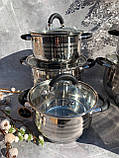 Набір каструль із неіржавкої сталі 12 предметів Edenberg EB-2414 Набір каструль із неіржавкої сталі, фото 5