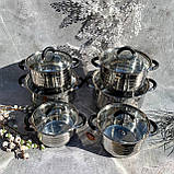Набір каструль із неіржавкої сталі 12 предметів Edenberg EB-2414 Набір каструль із неіржавкої сталі, фото 10