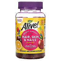 Nature's Way, Alive! Комплекс для волос, кожи и ногтей, витамины Hair Skin & Nails, 60 жевательных таблеток