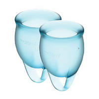 Набор безопасных менструальных чаш Satisfyer Feel Confident (light blue), 15мл и 20мл, мешочек для хранения