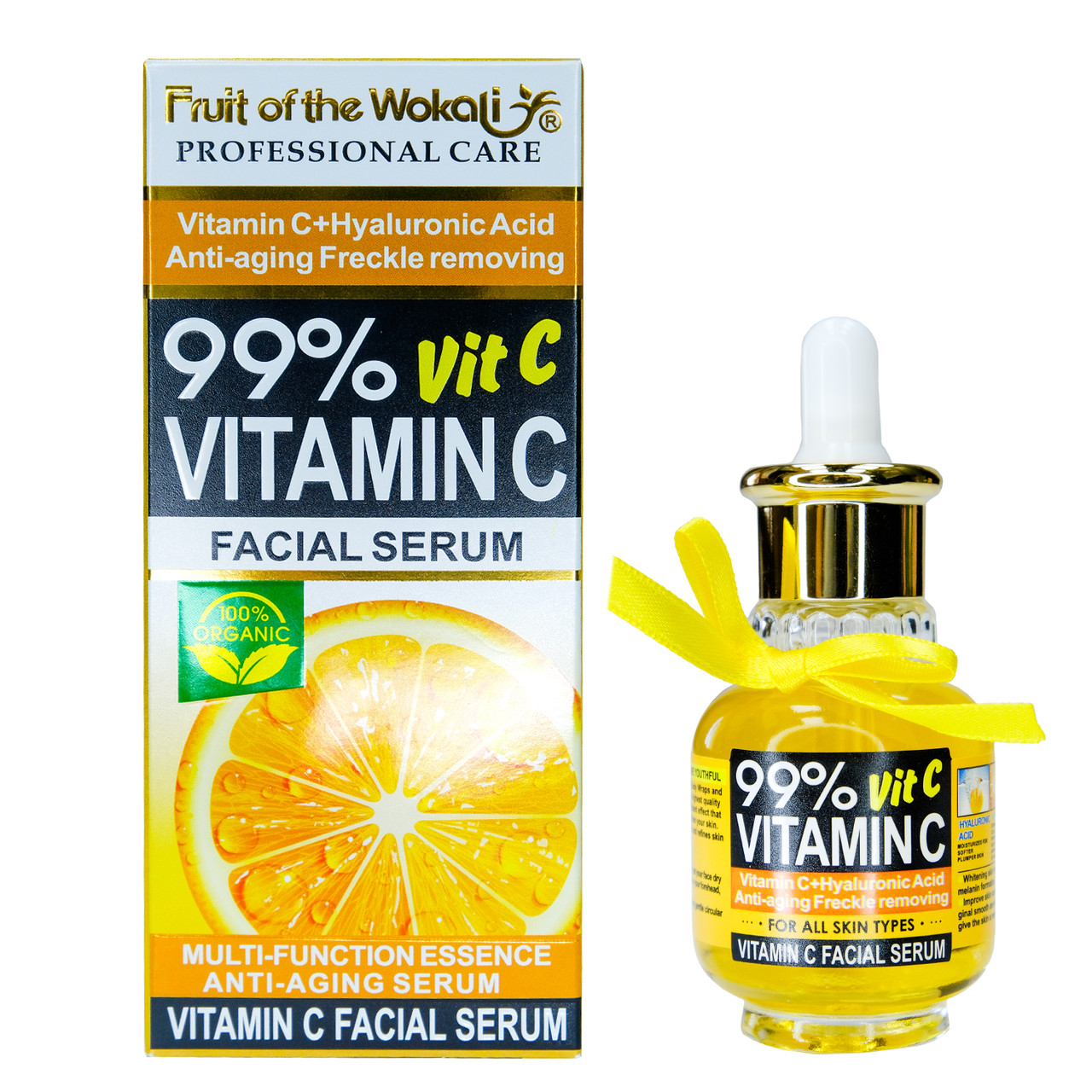 Відбілююча, омолоджуюча сироватка Wokali Vitamin C + Hyaluronic Аsid, 40 мл