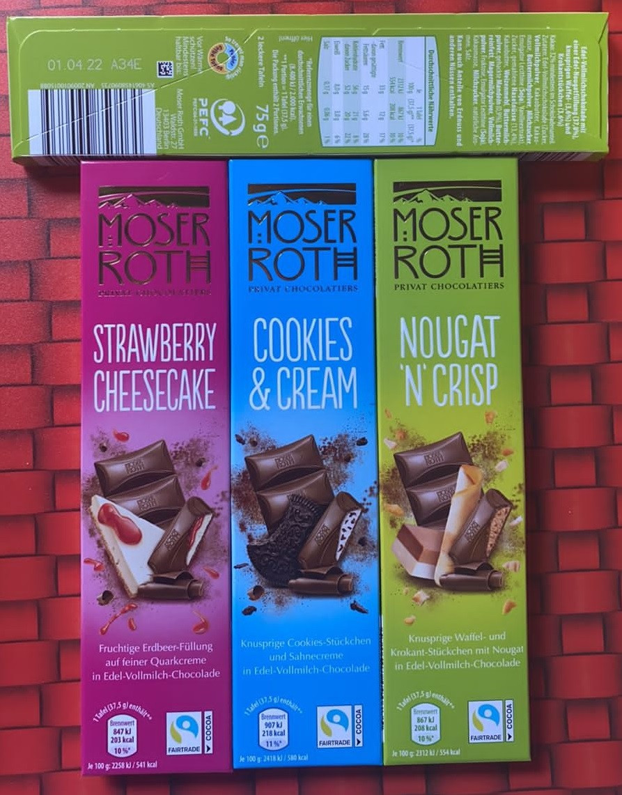 Шоколад Молочный с Нугой и Криспами Мозер Рот Moser Roth Nougat & Crisp 75 г Германия - фото 3 - id-p1495013270