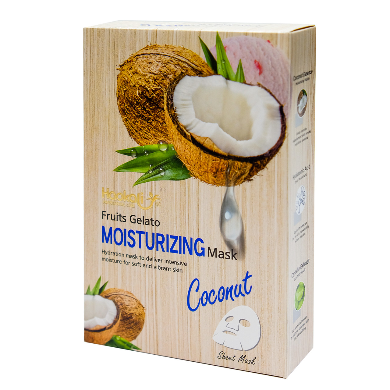 Тканинна маска Wokali Coconut Fruits Gelato Moisturizing Mask з екстрактом кокоса HA-3007 (30мл*10шт)