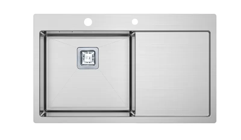 Кухонна мийка Fabiano TOP 79 Left (79x51) нержавіюча сталь 1.2мм, матова, (дозатор в комплекті), фото 1
