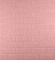 Самоклеющаяся декоративная 3d панель кирпич розовый 700x770x5мм, 3д панели самоклейки декор под кирпич
