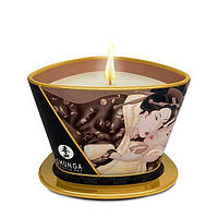 Массажная свеча ароматическая для массажа, в стакане, с афродизиаками Shunga Massage Шоколад 170 мл