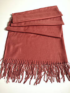 Жіночий палантин шарф однотонний.Нюдовий колір.Червоний коричневий. Цегляний.Кашемір 180/80