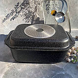 Гусятниця з литого алюмінію з мармуровим покриттям і жаровнею 6.5 л Edenberg EB-4610 Гусятниця сковорода гриль, фото 5