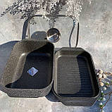 Гусятниця з литого алюмінію з мармуровим покриттям і жаровнею 6.5 л Edenberg EB-4610 Гусятниця сковорода гриль, фото 2