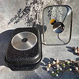 Гусятниця з литого алюмінію з мармуровим покриттям і жаровнею 6.5 л Edenberg EB-4610 Гусятниця сковорода гриль, фото 3