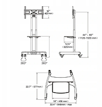 Підлоговий кронштейн стійка на колесах для телевізора NB AVA1500-60-1P 32 "- 70" Навантаження до 45.5 кг, фото 3