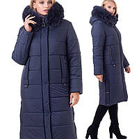 Женский качественный пуховик с натуральным мехом песца зимняя длинная куртка пуховик пальто на ситепухе