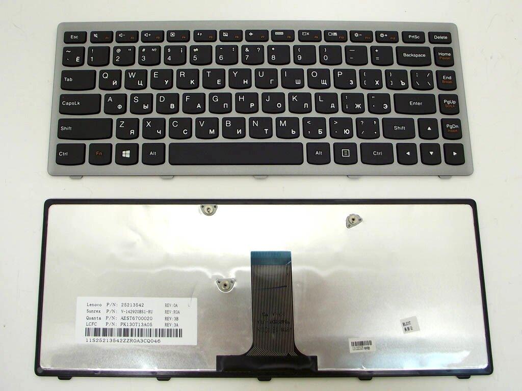 Клавіатура для ноутбука Lenovo IdeaPad G400, G400S, G405S, Z410 ( RU Black з Сірої рамкою ). Оригінальна
