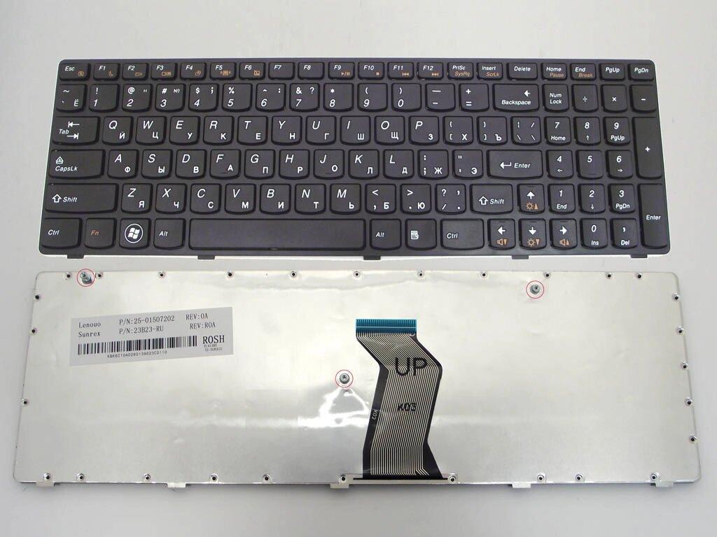 Клавіатура для ноутбука Lenovo IdeaPad Z580, G580, G585, Z580A, Z585 ( RU Black, Чорна рамка) . OEM