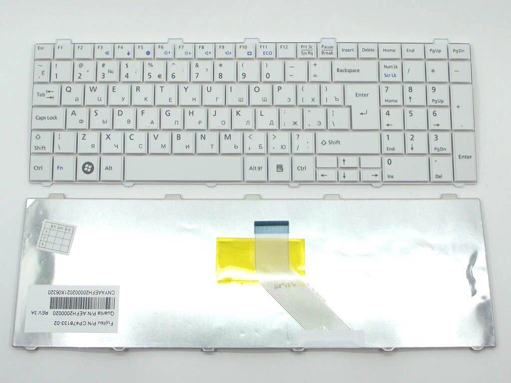 Клавіатура для ноутбука Fujitsu Lifebook A530, A531, AH512, AH530, AH531, NH751( UA White ). Оригінальна