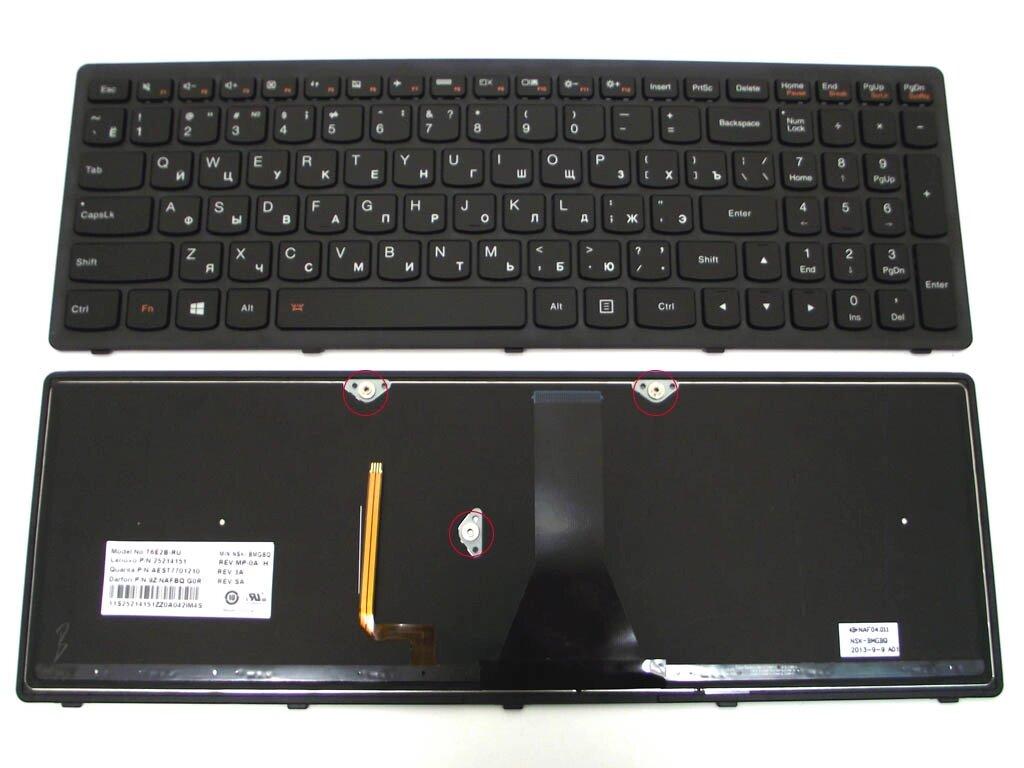 Клавіатура для ноутбука Lenovo IdeaPad G500s, G505s, S500, S510p, Z510 (Вузький шлейф Ширина 25мм) ( RU Black