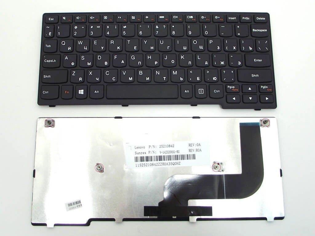 Клавіатура для LENOVO YOGA 11S, S210, S210T, S215, S215T, Flex 10 (RU Black, Чорна рамка).