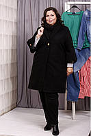 Чорне кашемірове пальто з утепленням зимове жіноче пряме великого розміру 42-74. T01967-2