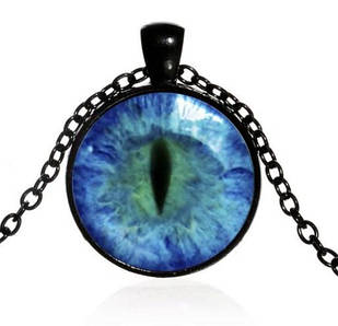 Кулон очей дракона світиться в темряві, підвіска з лінзою, люмінофором Бірюзовий, чорний