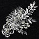 Гребінець сріблястий металевий для волосся з кристалами з великою перлиною квіточок пелюстки розмір 13х9 см - фото 2 - id-p1495094244