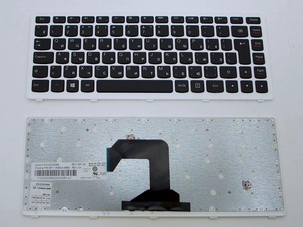 Клавіатура для ноутбука LENOVO IdeaPad S300 S400 S405 M30-70 ( RU Black з білою рамкою). Оригінал.
