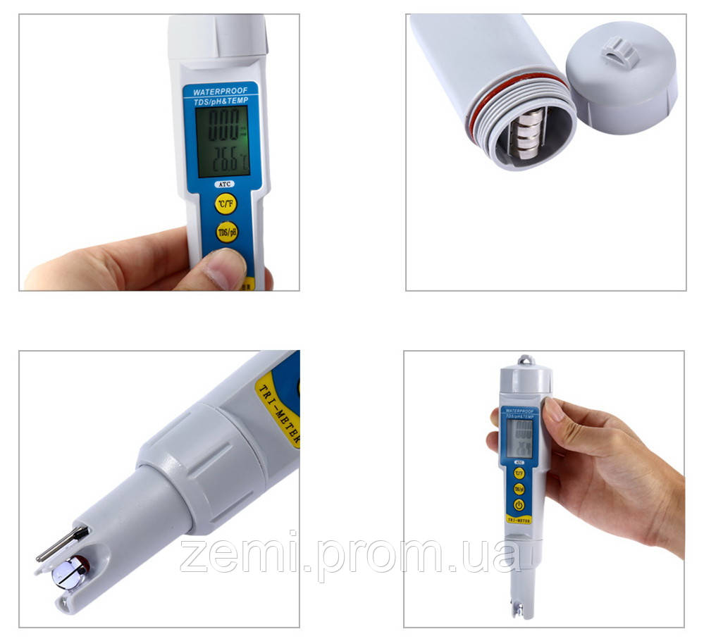 PH-986 комбинированный pH/TDS-метр c термометром и АТС - фото 2 - id-p1495117492