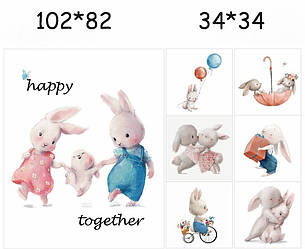 Набір панелей з сатину "Сім'я зайців"