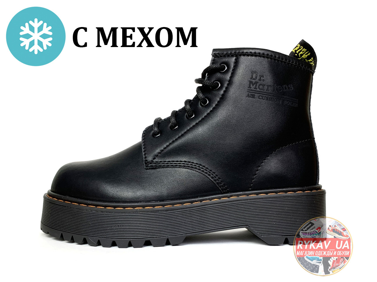 Жіночі зимові черевики Dr. Martens Jadon Mid (Хутро), ін мартенс, жіночі черевики Dr Martens, ботінки мартінс, фото 1