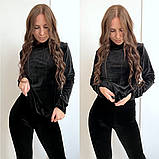 Жіночий велюровий костюм у рубчик, фото 2