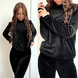 Жіночий велюровий костюм у рубчик, фото 3