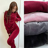 Жіночий велюровий костюм у рубчик, фото 9