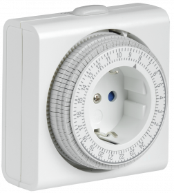 Розетка-таймер механічний РТМ-3 15хв 24г 96on / off 16А IP20 IEK