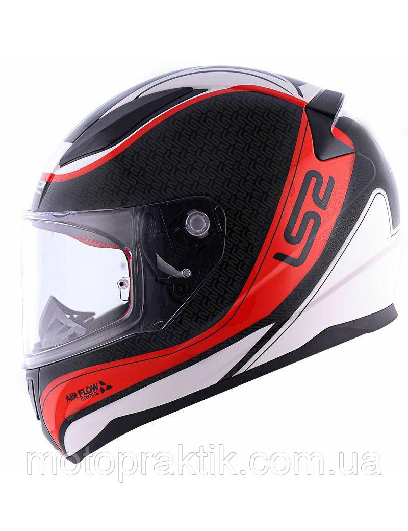 LS2 FF353 RAPID DEEPER WHITE BLACK RED, XS Мотошолом інтеграл