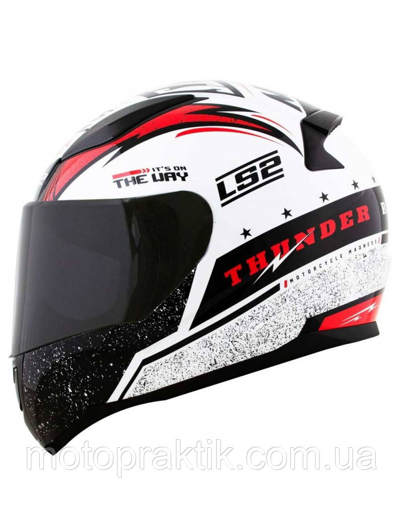 LS2 FF353 RAPID THUNDER GLOSS WHITE BLACK RED, XS Мотошолом інтеграл