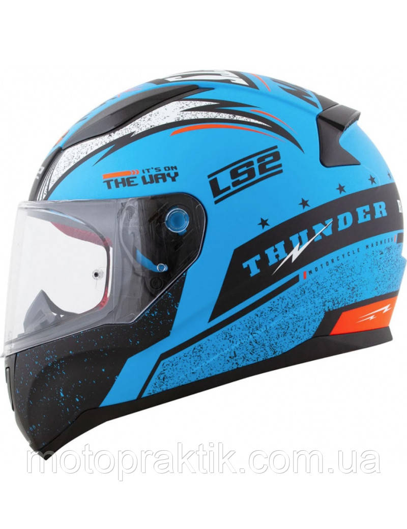LS2 FF353 RAPID THUNDER MATT BLUE BLACK ORANGE, XS Мотошолом інтеграл