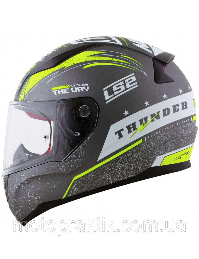 LS2 FF353 RAPID THUNDER MATT TITANIUM NEON YELLOW, XS Мотошолом інтеграл