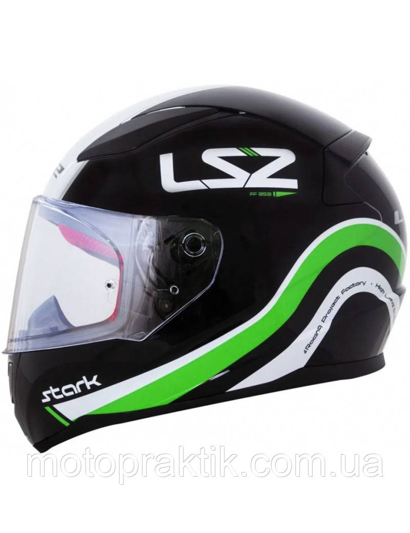 LS2 FF353 RAPID STARK BLACK GREEN WHITE, XS Мотошолом інтеграл