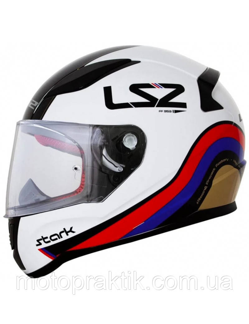 LS2 FF353 RAPID STARK WHITE RED BLUE GOLD, XS Мотошолом інтеграл