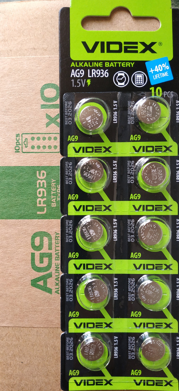 Батарейка часова Videx AG 9 (LR936) blister card 10 pcs
