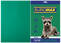 Бумага цветная А4 80г/м2 Dark темно-зеленая 20 листов BUROMAX BM.2721420-04